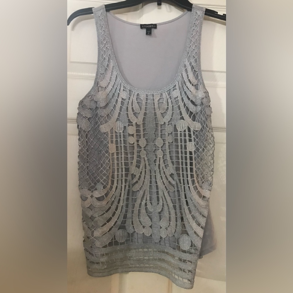 Express Silvery Metallic Dress Tank